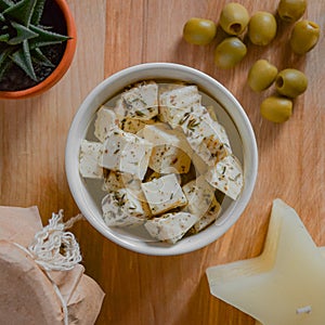 Feta cheese homemade ÑÑ‹Ñ€ Ñ„ÐµÑ‚Ð° queso feta plate cottage cheese